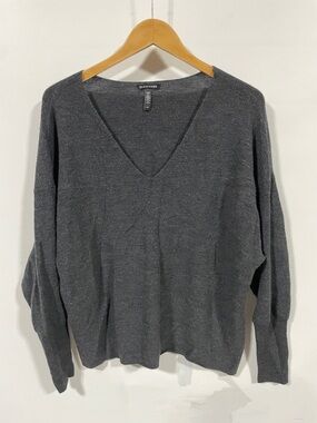 Eileen Fisher merino wool Charcoal V-Neck Pullover Sweater